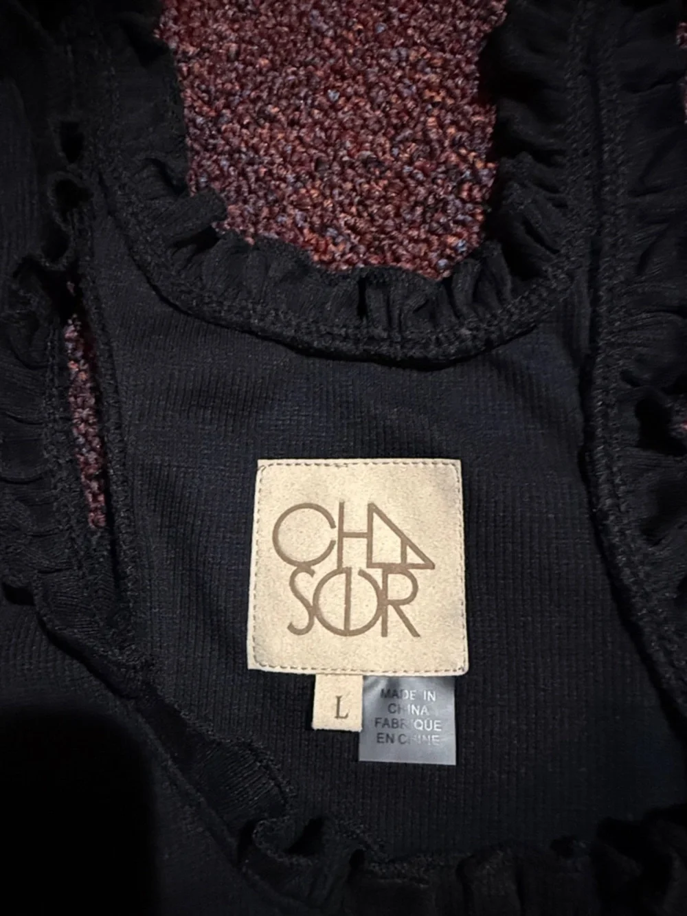 Chaser Black Ruffle-Edge Ribbed Tank - Picture 2 of 4